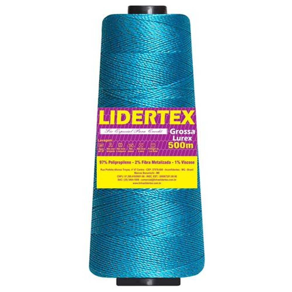 Linha Lidertex Grossa Cor Azul Turquesa Dourado 500 Metros ¿ Embalagem Contém 05 Unidades