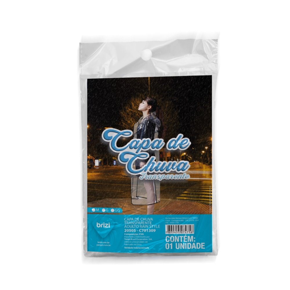 Capa Chuva Transparente Adulto Rain Style