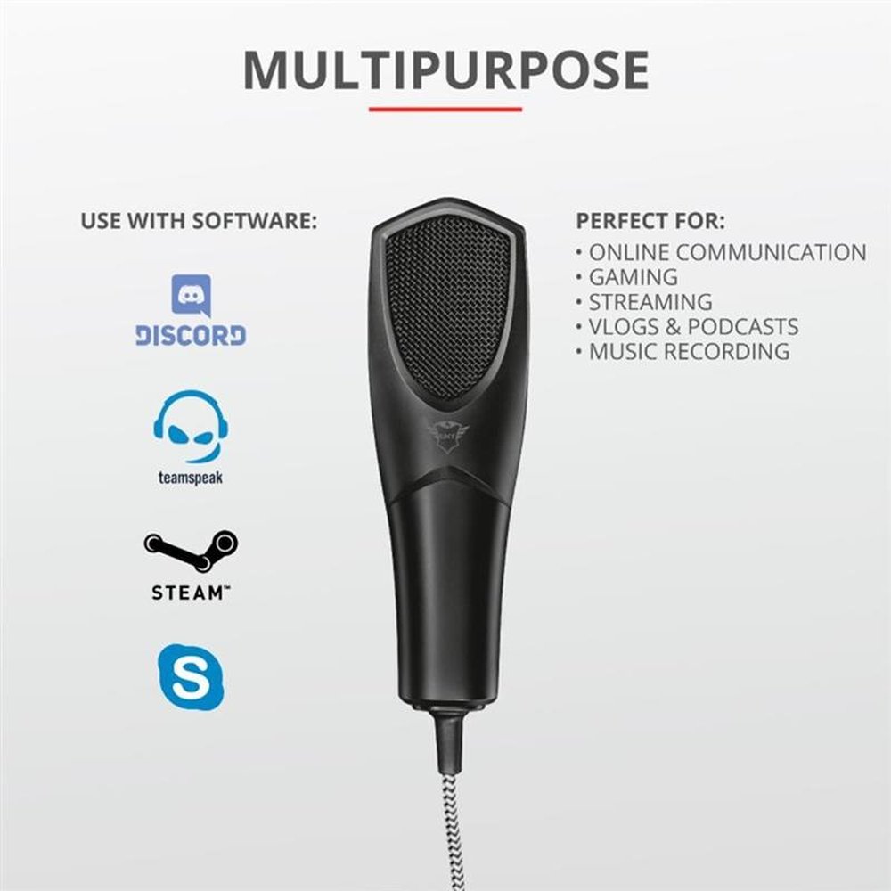 Microfone Gamer Trust GXT 232 Mantis Streaming USB com Tripe