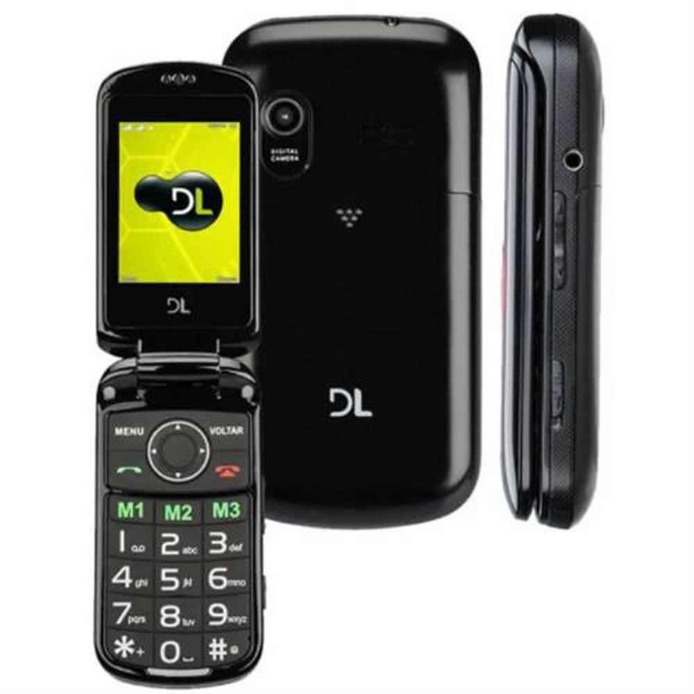 Celular Para Idosos DL YC-130 Flip Dual Chip Rádio Tecla SOS Preto