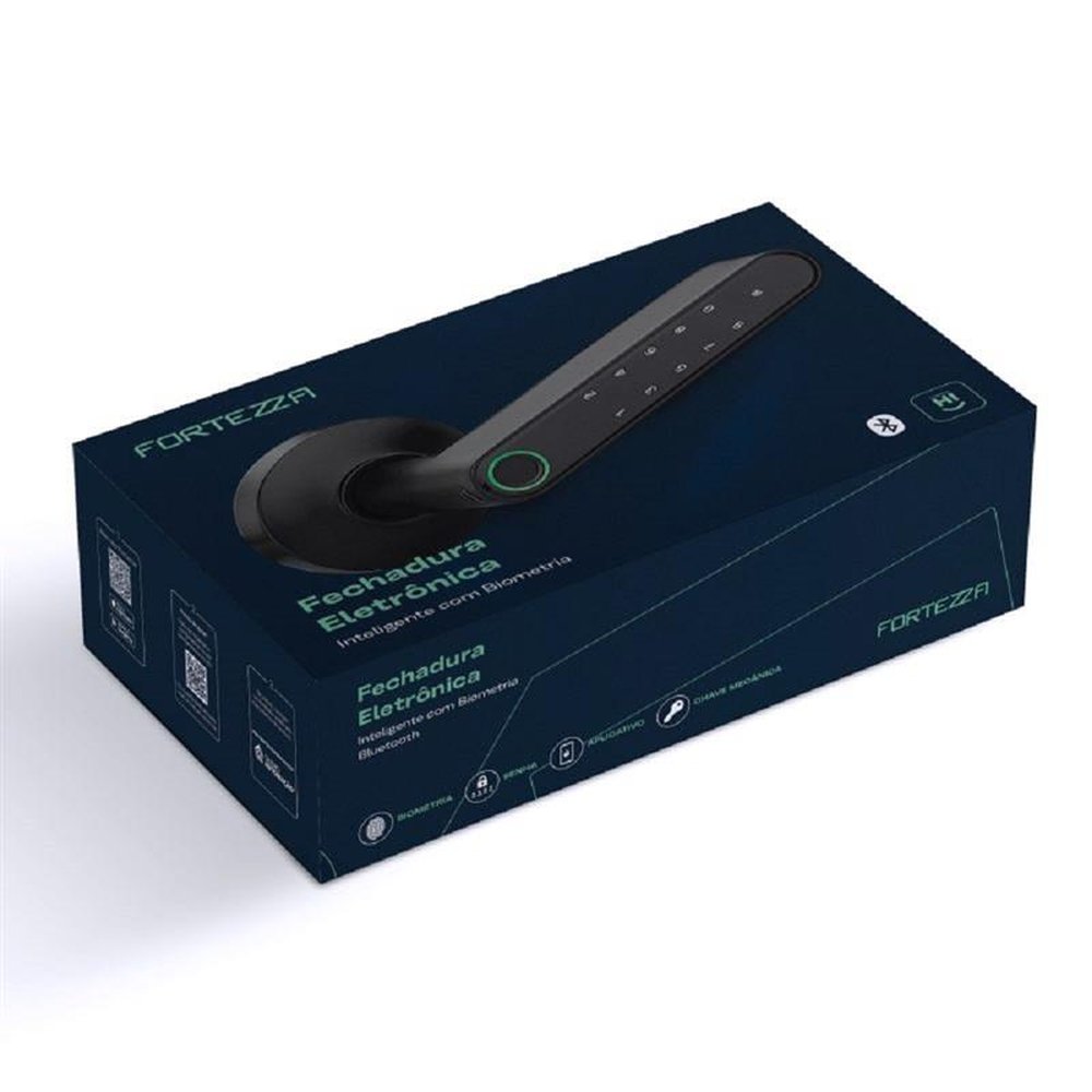 Fechadura com Biometria Bluetooth Preta Acetinada modelo FBE01BK ¿ Geonav