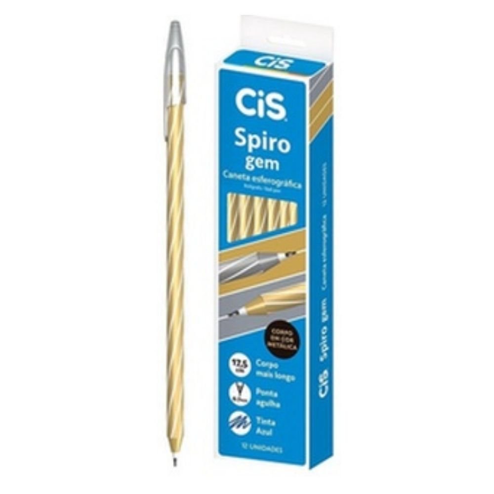 Caneta Esferográfica CIS Spiro Gem 0,7MM Ouro