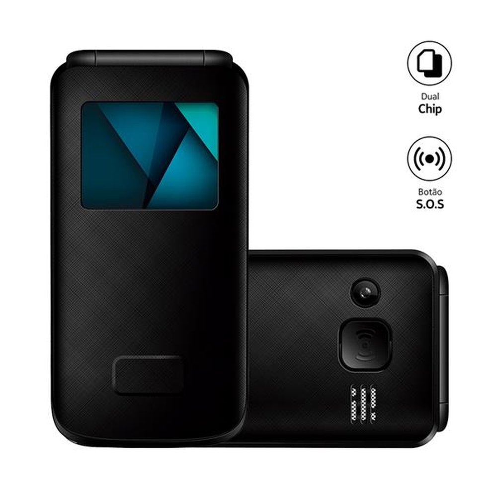 Celular Flip Vita Lite Dual Chip Radio FM + MP3 + Bluetooth 2.1 Preto Multilaser - P9142