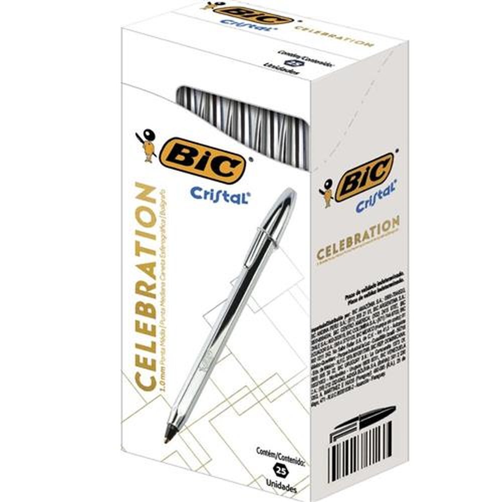 Caneta Esferografica Bic Cristal Celebration 1.0 Prata