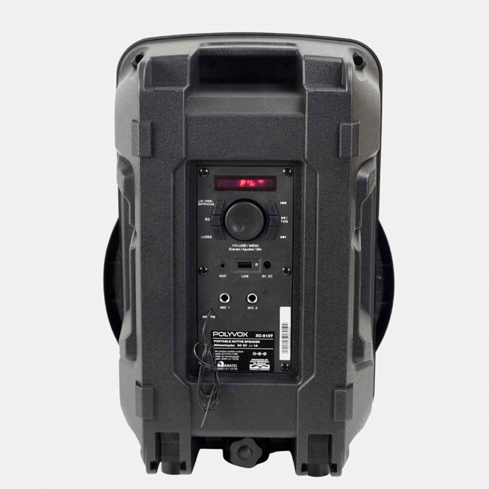 Caixa Amplificada Polyvox XC510T Bluetooh/USB/FM/Bateria/Show de Luzes 300W