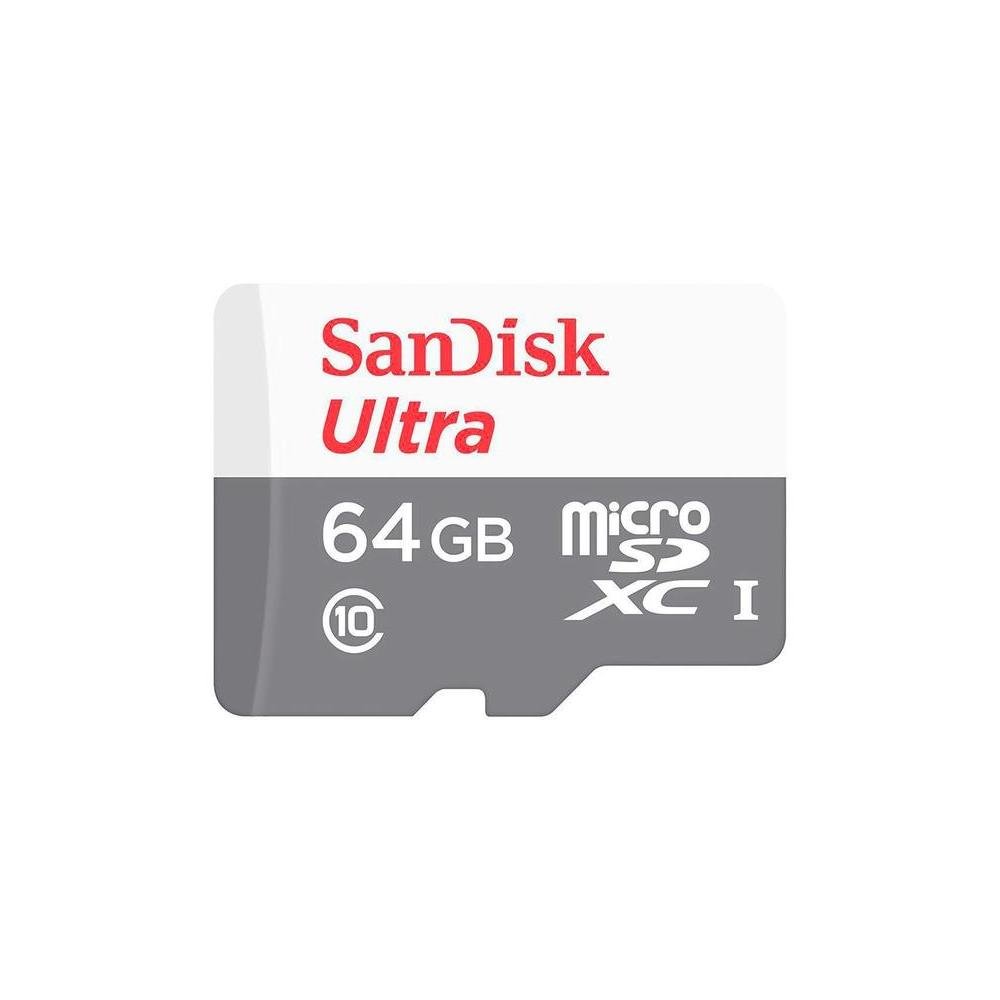 Cartão MicroSD SanDisk Ultra MicroSDHC UHS-I, 64GB, 100MB/s, com adaptador - SDSQUNR-064G-GN3MA