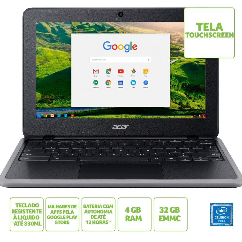 Chromebook Acer 11,6" Hd C733t-c2hy/ Nx.hkpal.002/ Celeron N4020/ 4gb/ 32gb/ Chrome Os
