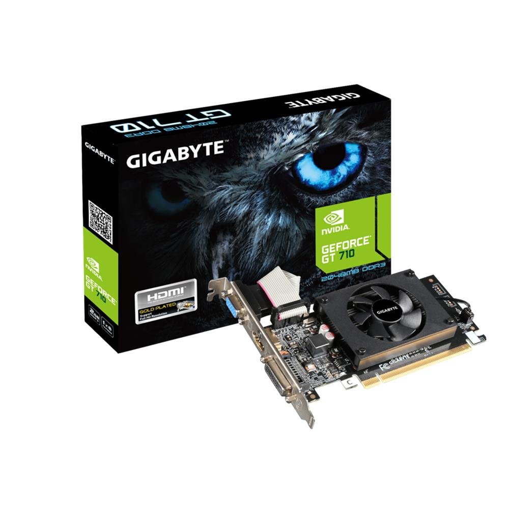 Placa De Video Gigabyte Geforce Gt 710 2gb Ddr3 64-bits Pci-e 2.0 Gv-n710d3-2gl Rev 2.0