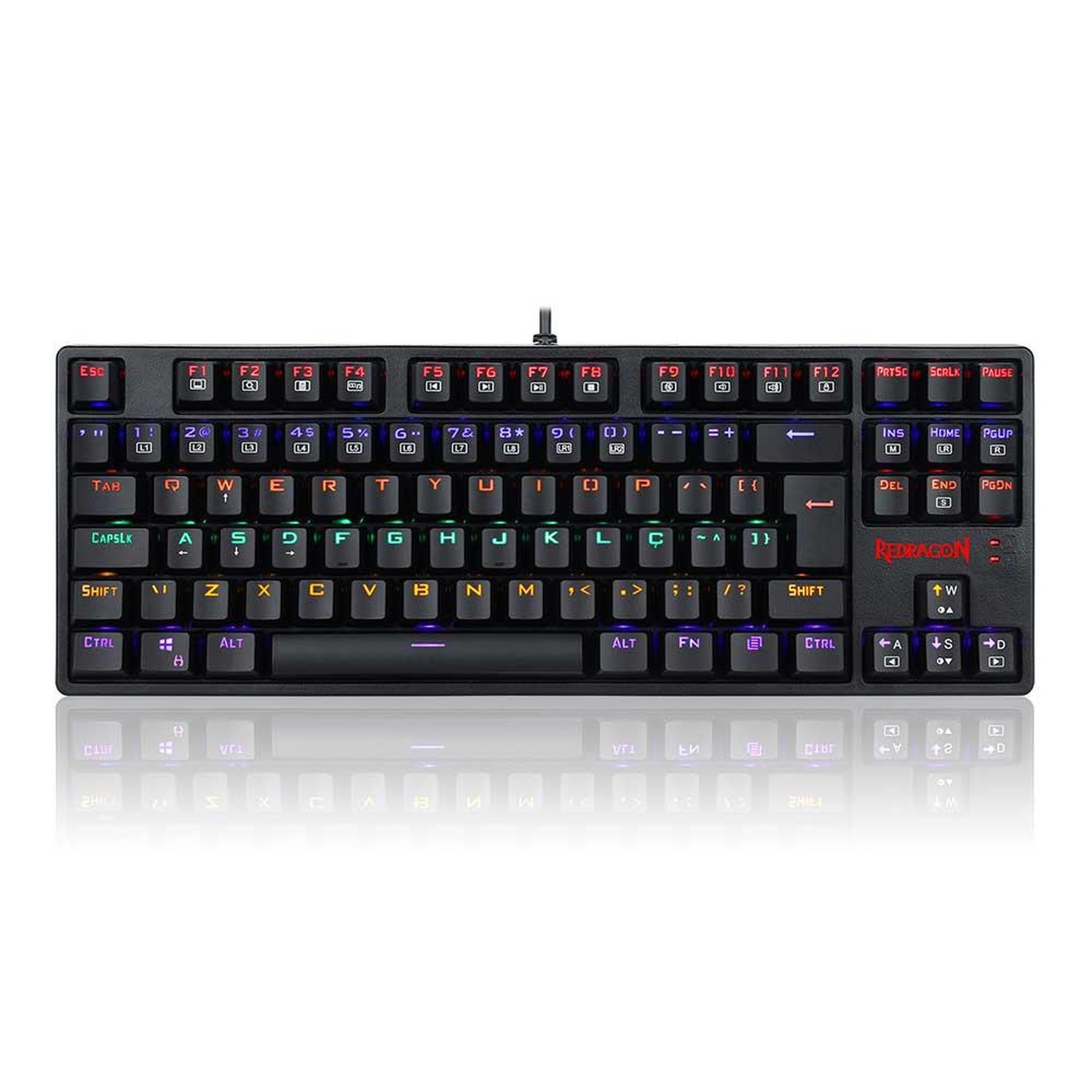Teclado Mecânico Gamer Redragon Daksa K576R Rainbow, Switch Blue Black