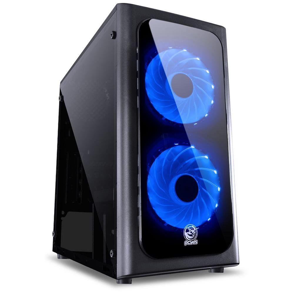 Gabinete Gamer Pcyes Venus Lateral Acrilico C/fan Led Azul Preto - Venptaz2fca