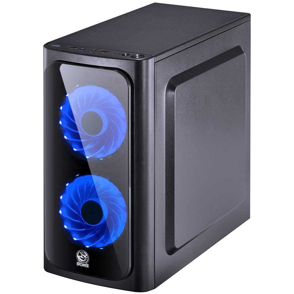 Gabinete Gamer Pcyes Venus Lateral Acrilico C/fan Led Azul Preto - Venptaz2fca