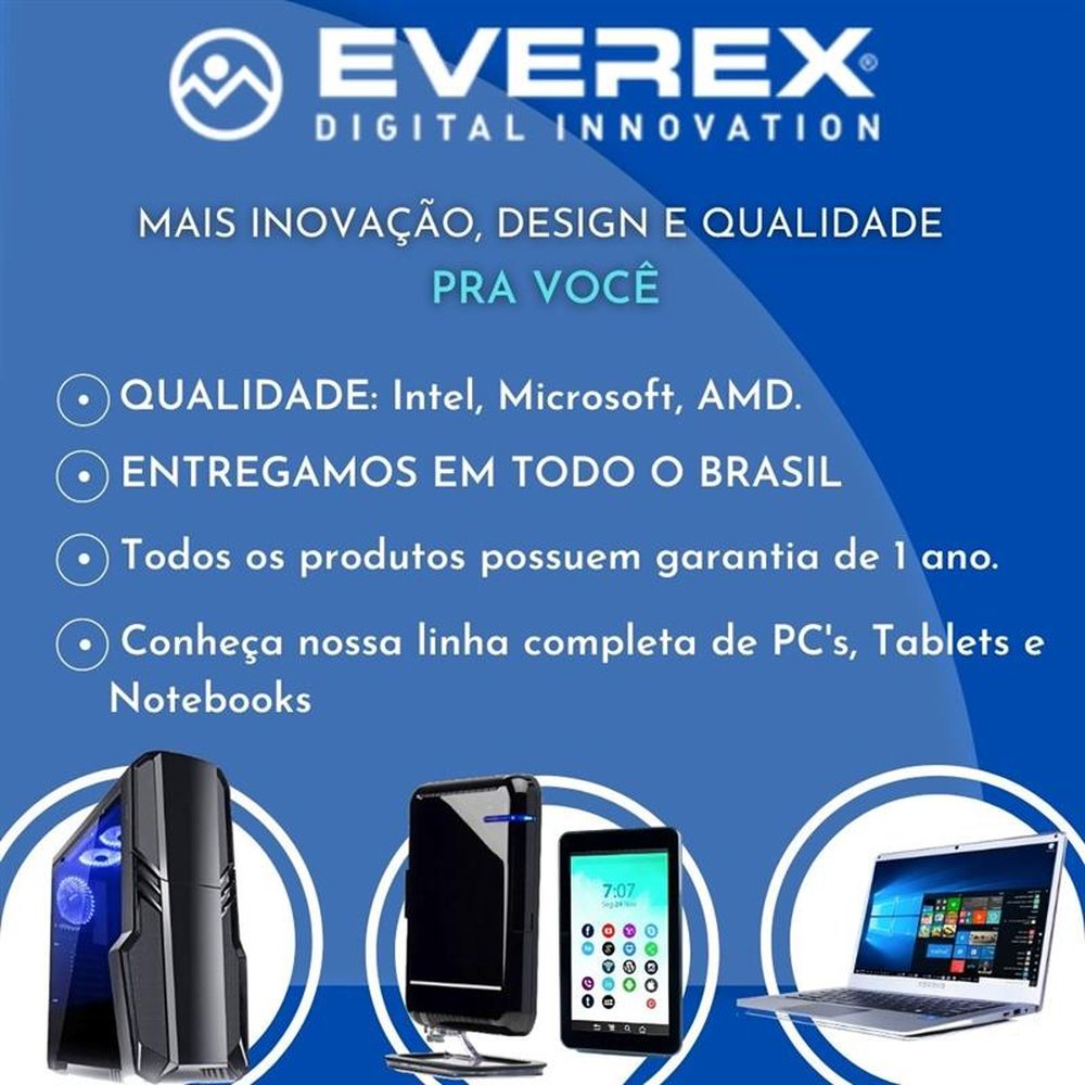 Computador Intel Core i3-4130, 8GB , 320GB HD e Linux - Everex