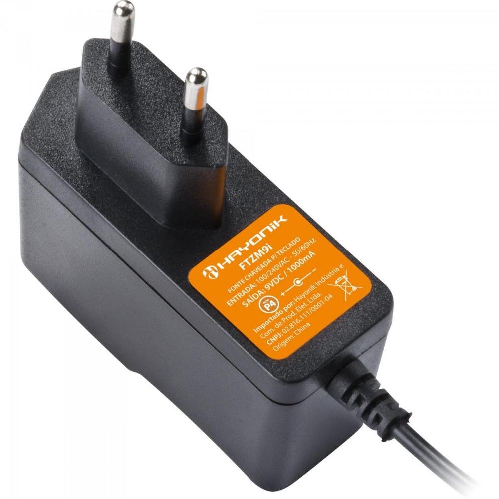 Fonte CHAVEADA P/ TECLADO CASIO 9VDC 1A 9W P4 C- FTZM9I BIVOLT HAYONIK