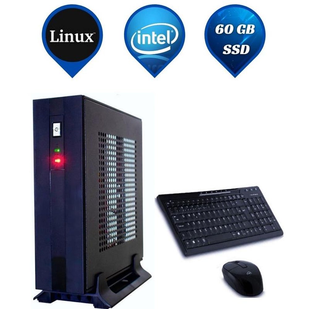 Computador Slim Intel Dual Core, 4GB , 60 SSD e Linux - Everex