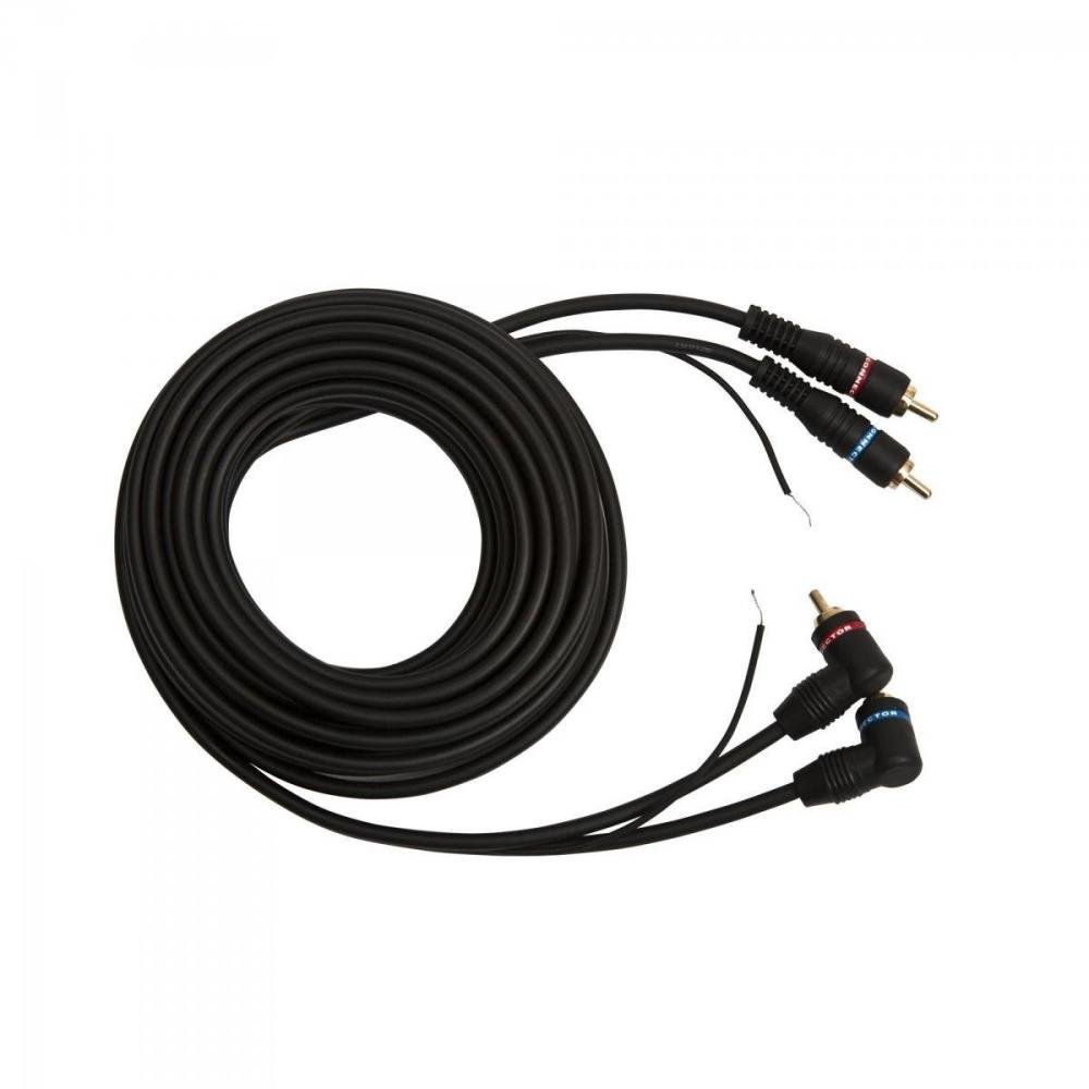 Cabo 2 x 2 Rca com Fio Terra Gold Plug 90° 5m Granel Preto 5mm Storm