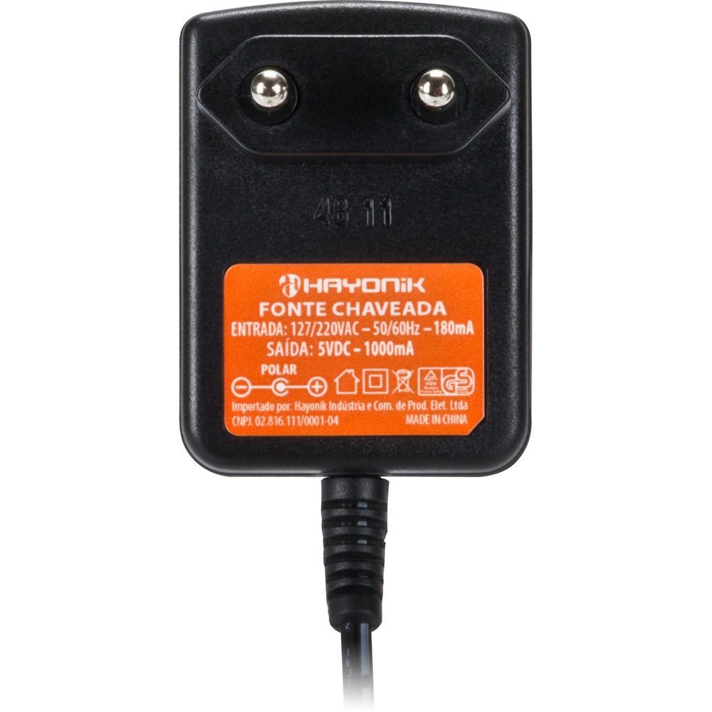 Fonte Chaveada 5VDC 1A 5W P8 C+ 2,5mm FCTP5001 Bivolt HAYONIK