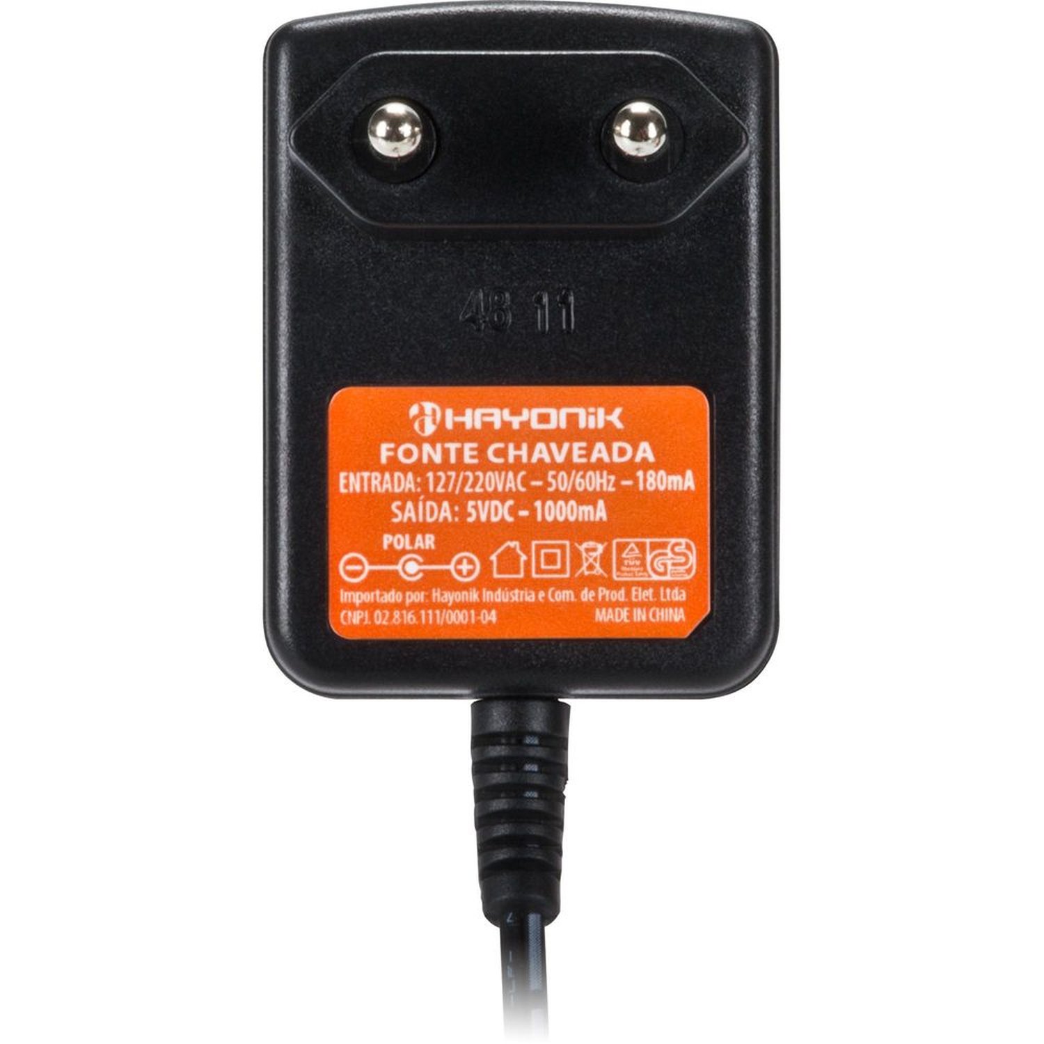 Fonte Chaveada 5VDC 1A 5W P8 C+ 2,5mm FCTP5001 Bivolt HAYONIK