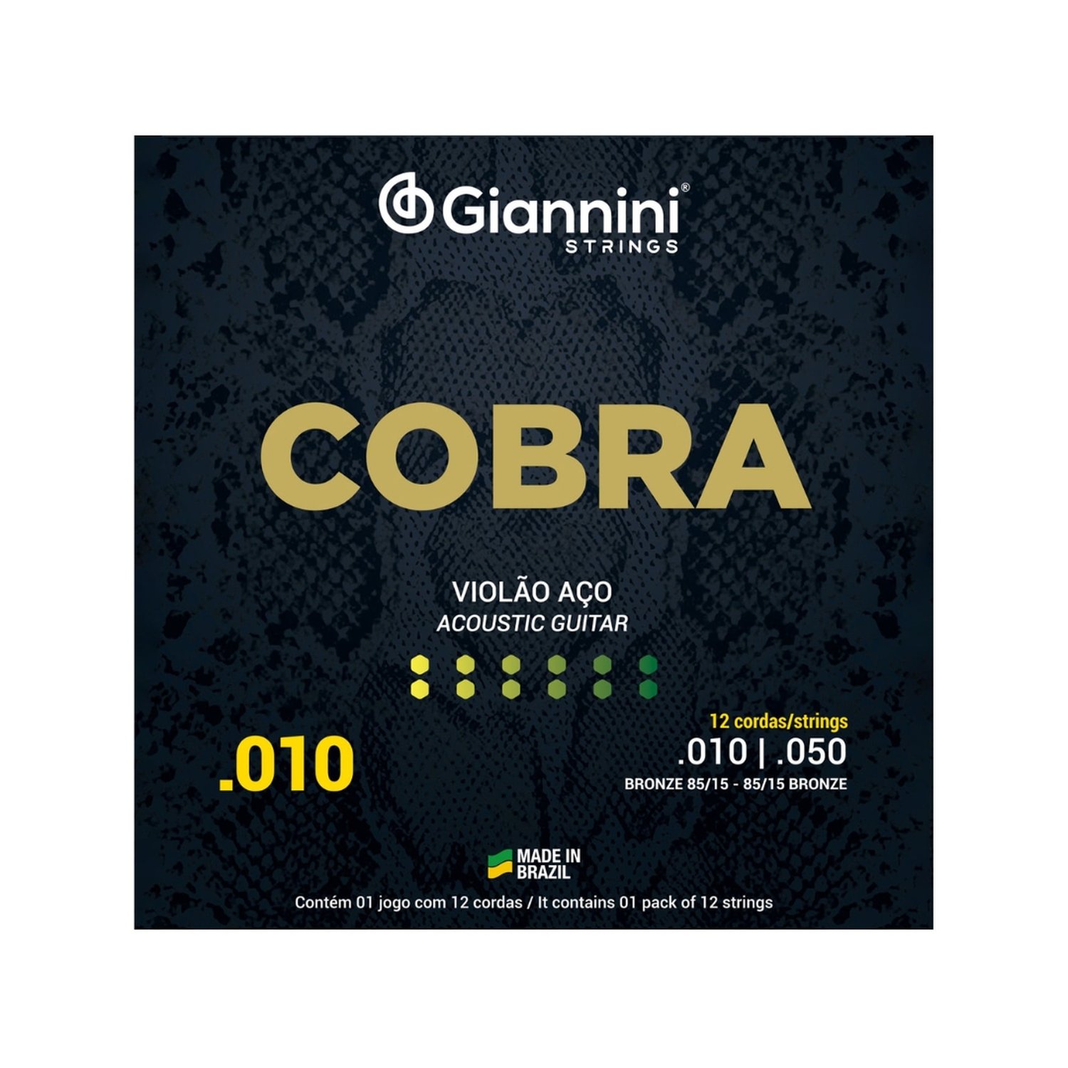 Encordoamento Giannini P/Violão Bronze 85/15 Media 12 Cordas Geef12m