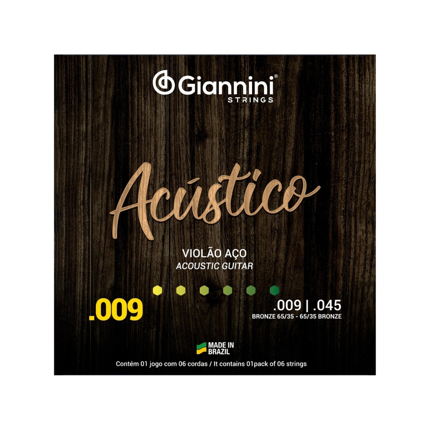 Encordoamento Giannini P/Violão Aço Bronze 65/35 0.009" Geswal