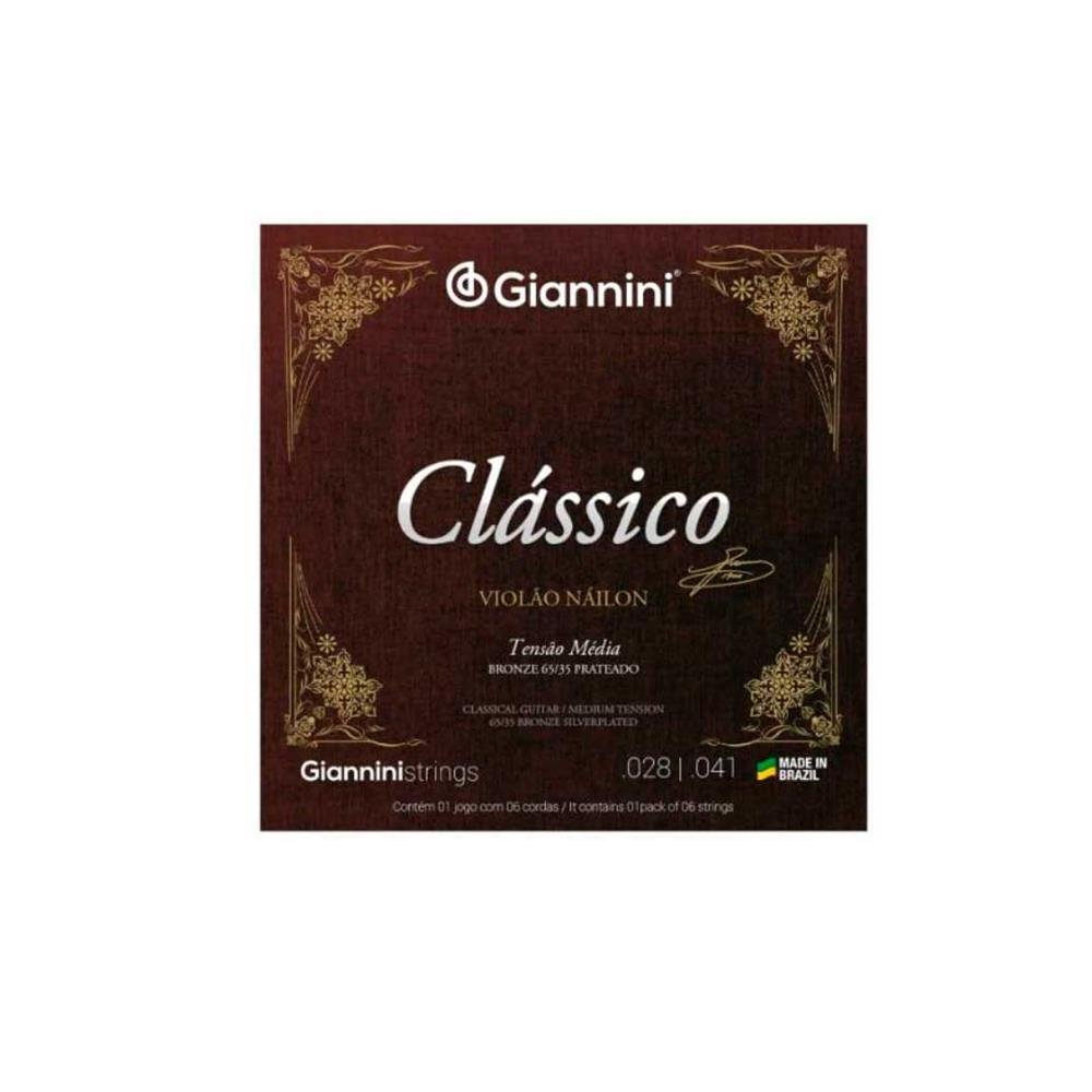 Encordoamento para Violão Nylon Média Genwpm Série Clássico Giannini