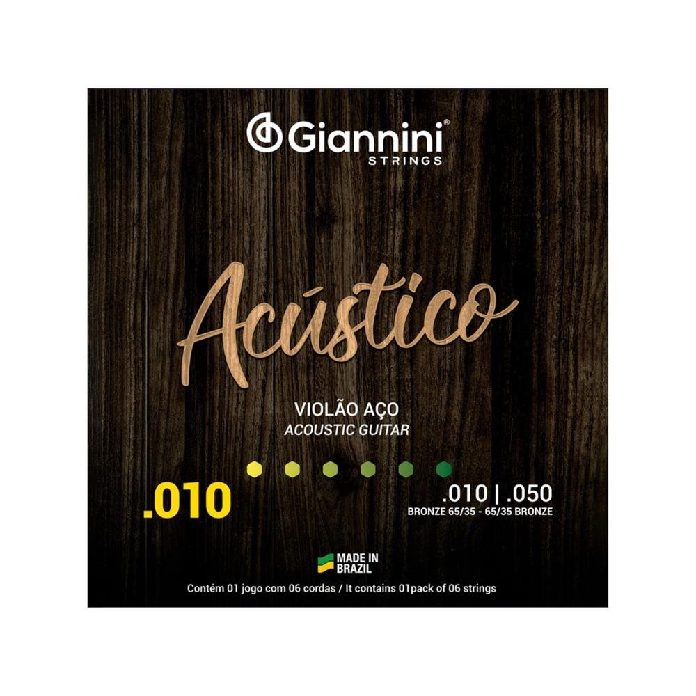 Encordoamento Giannini P/Violão Aço Bronze 65/35 0.010" Geswam