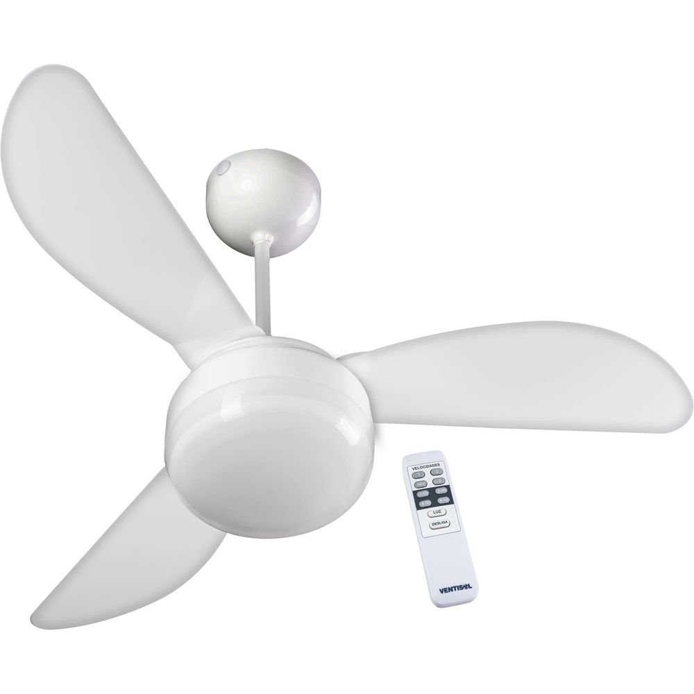 Ventilador de Teto 3 Pás 220v com Controle Fênix Branco Ventisol
