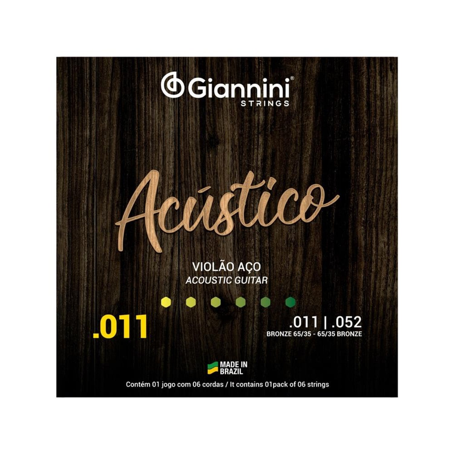 Encordoamento Giannini P/Violão Aço Bronze 65/35 0.011" Gespw