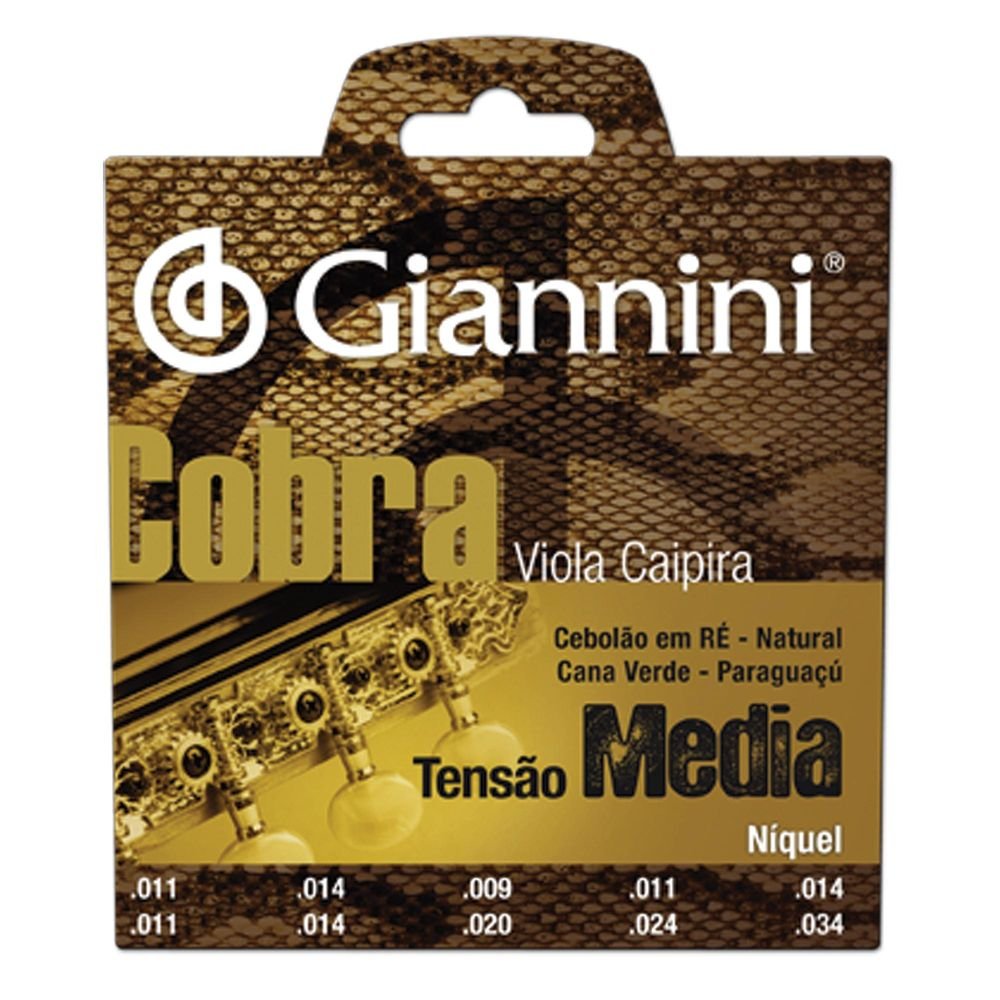 Encordoamento para Viola Caipira Aço Média Gesvnm Série Cobra Giannini