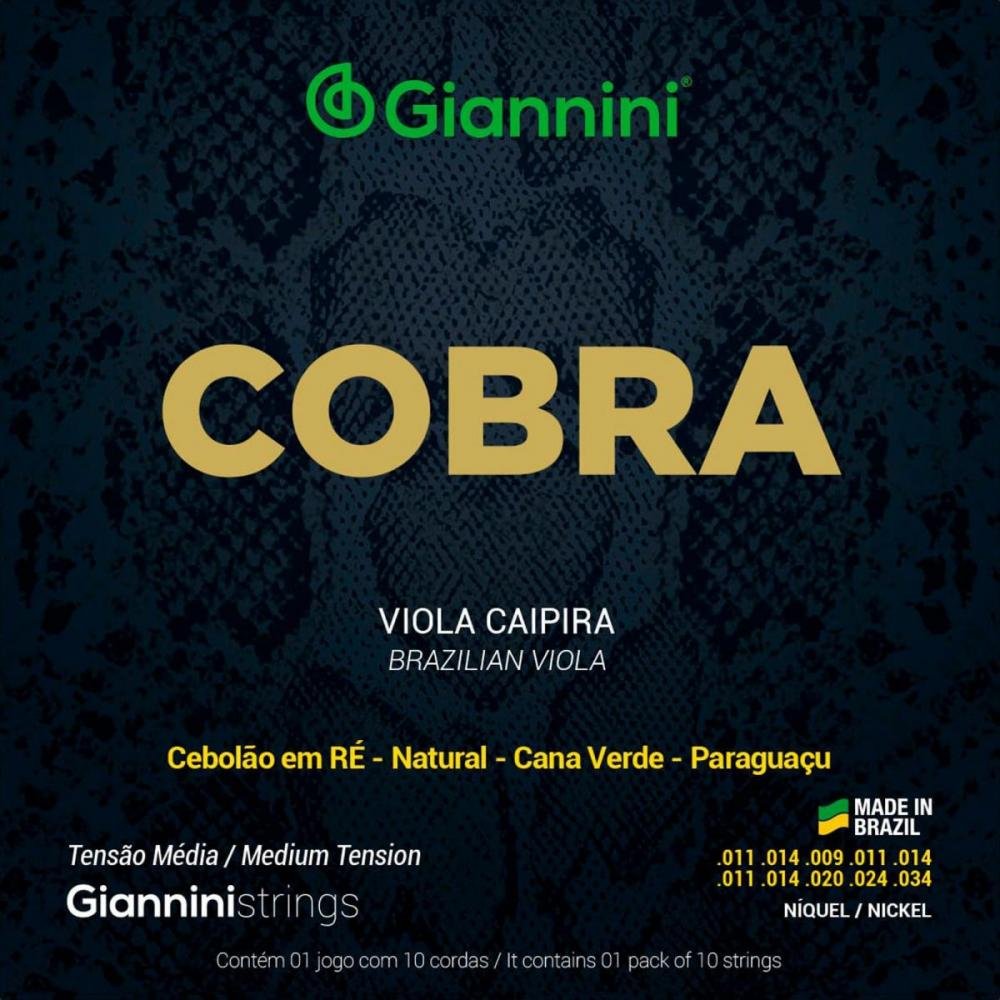 Encordoamento para Viola Caipira Aço Média Gesvnm Série Cobra Giannini