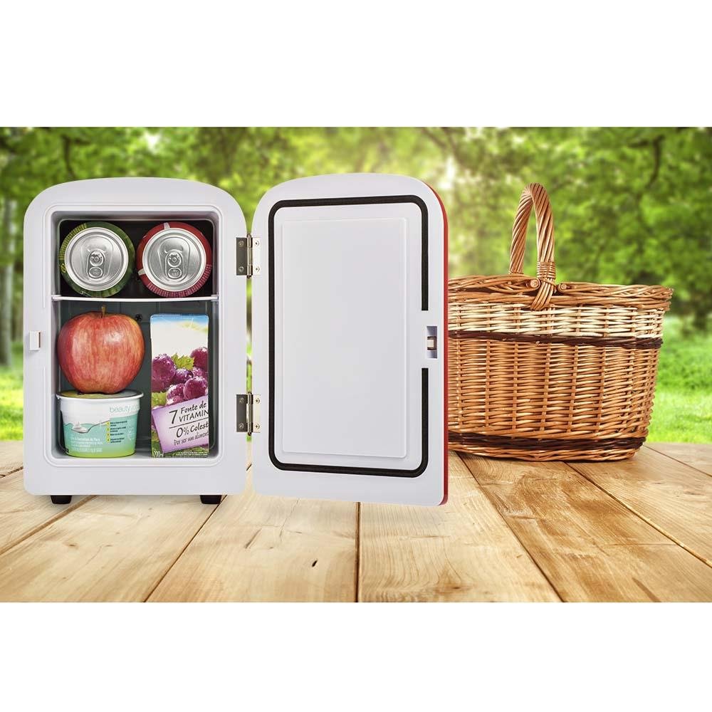 Mini Geladeira Multilaser Retro Trivolt 4L Vermelha - TV007
