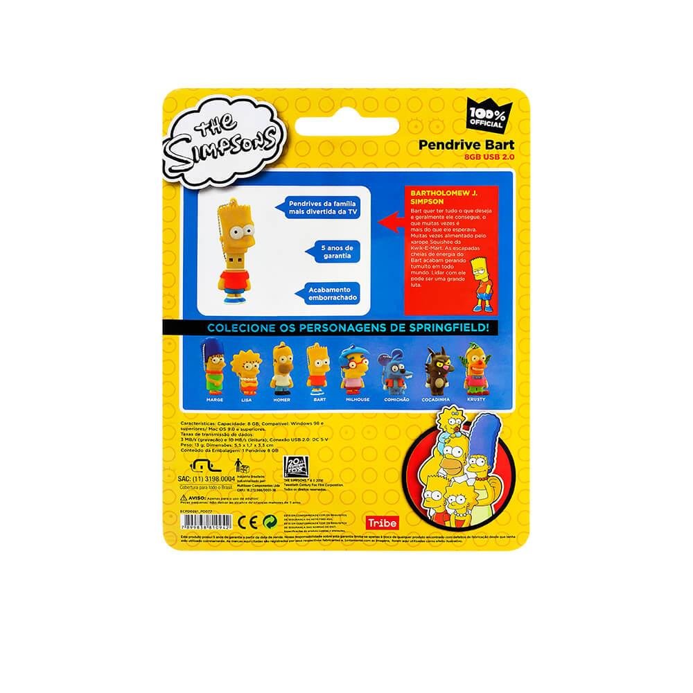 Pen Drive Bart Simpsons 8GB USB Leitura 10MB/s e Gravação 3MB/s Multilaser - PD071