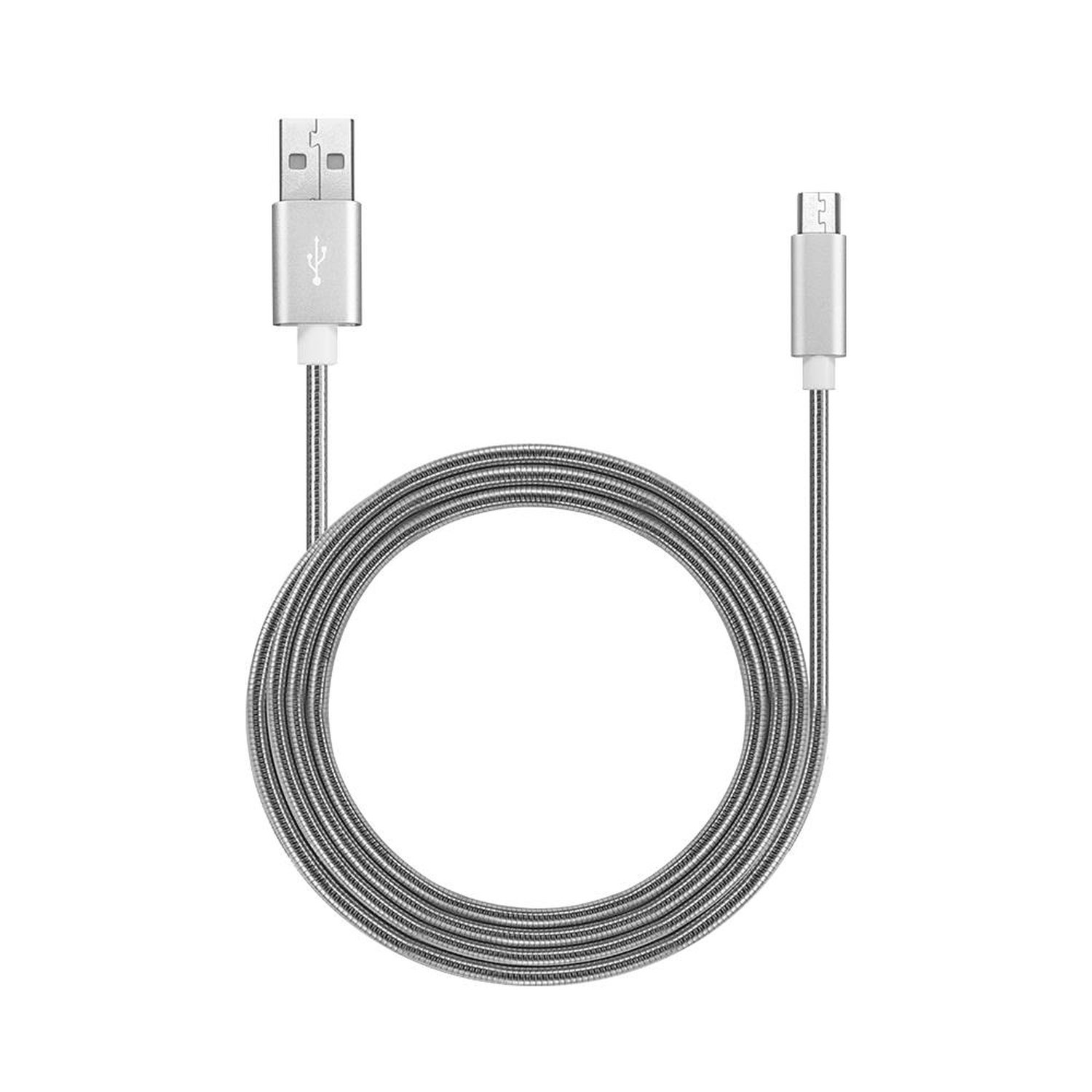 Cabo Micro USB Metálico Carregamento 2A 1M de Comprimento Prata Multilaser - WI390