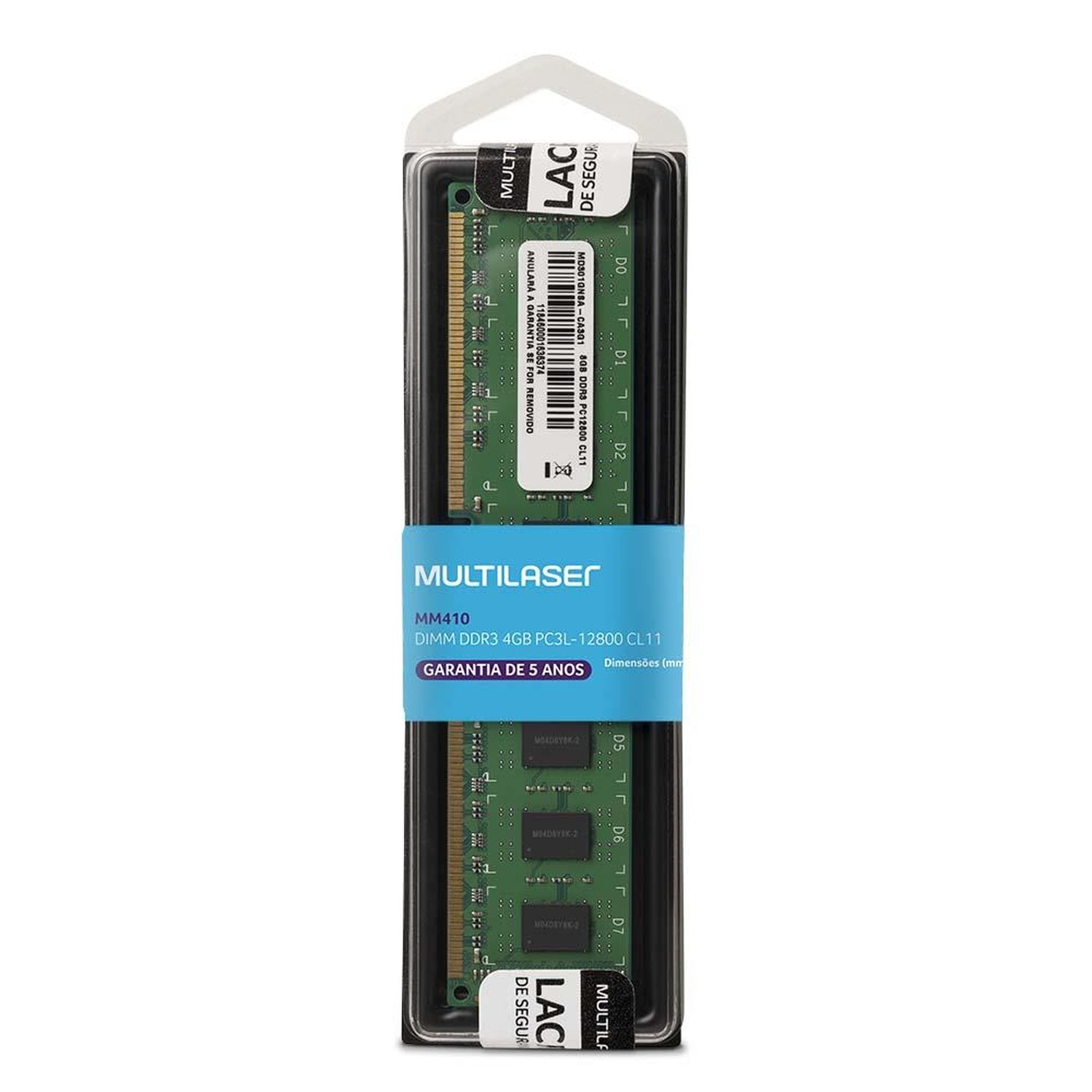 Memória DDR3 Dimm 4Gb 1600 Mhz Multilaser - MM410