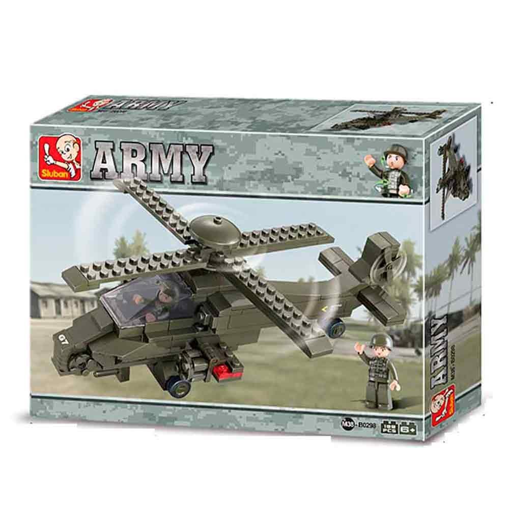 Blocos De Montar Land Force Modelo Helicóptero 199 Peças Indicado Para +6 Anos Verde Musgo Multikids - Br906