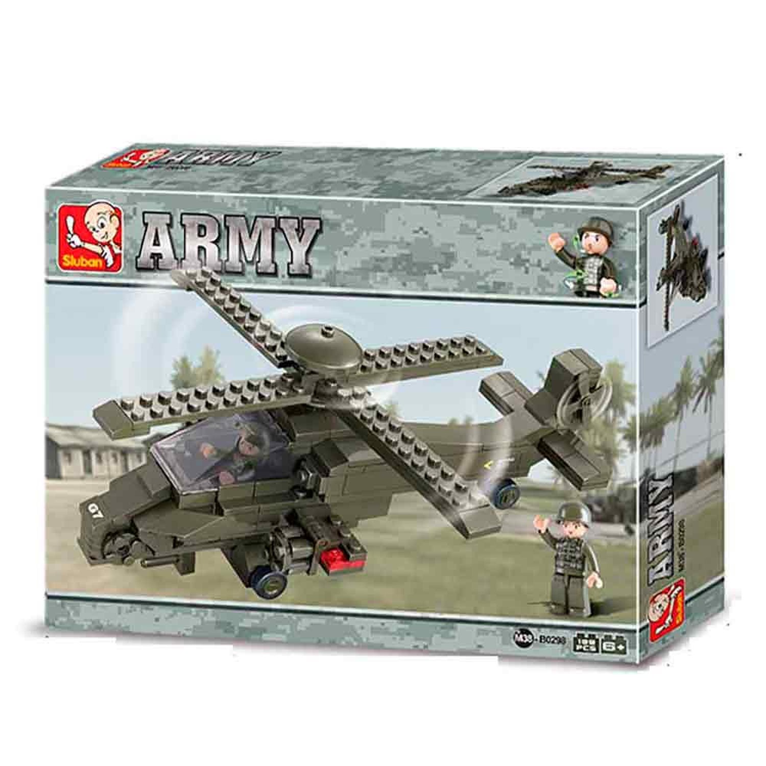 Blocos De Montar Land Force Modelo Helicóptero 199 Peças Indicado Para +6 Anos Verde Musgo Multikids - Br906