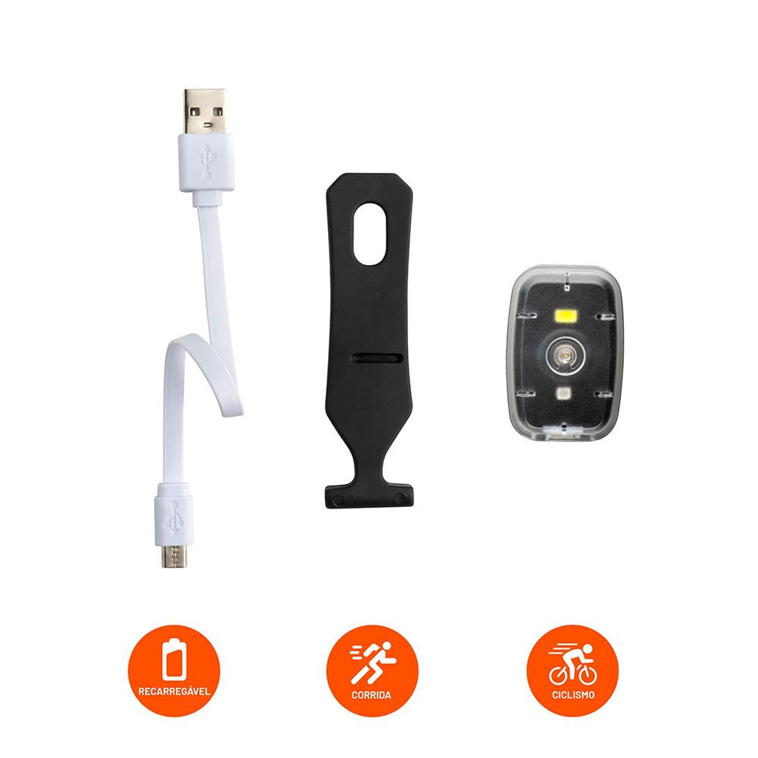 Farol Clip com Luz Dianteiro 20L e Traseiro 2L 250 mAh USB Preto Atrio - BI187