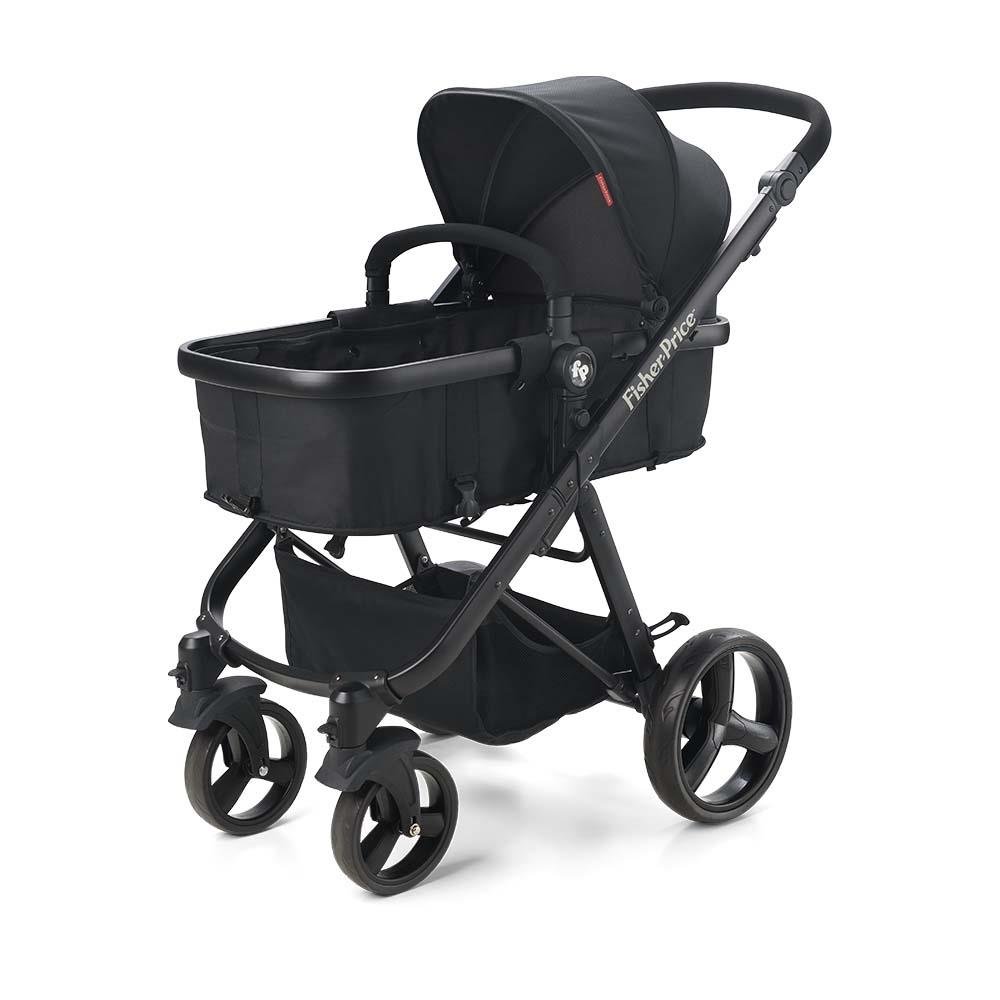 Carrinho de Bebê Berço Com Moisés Hero TS Até 15Kg Preto Fisher-Price - BB593