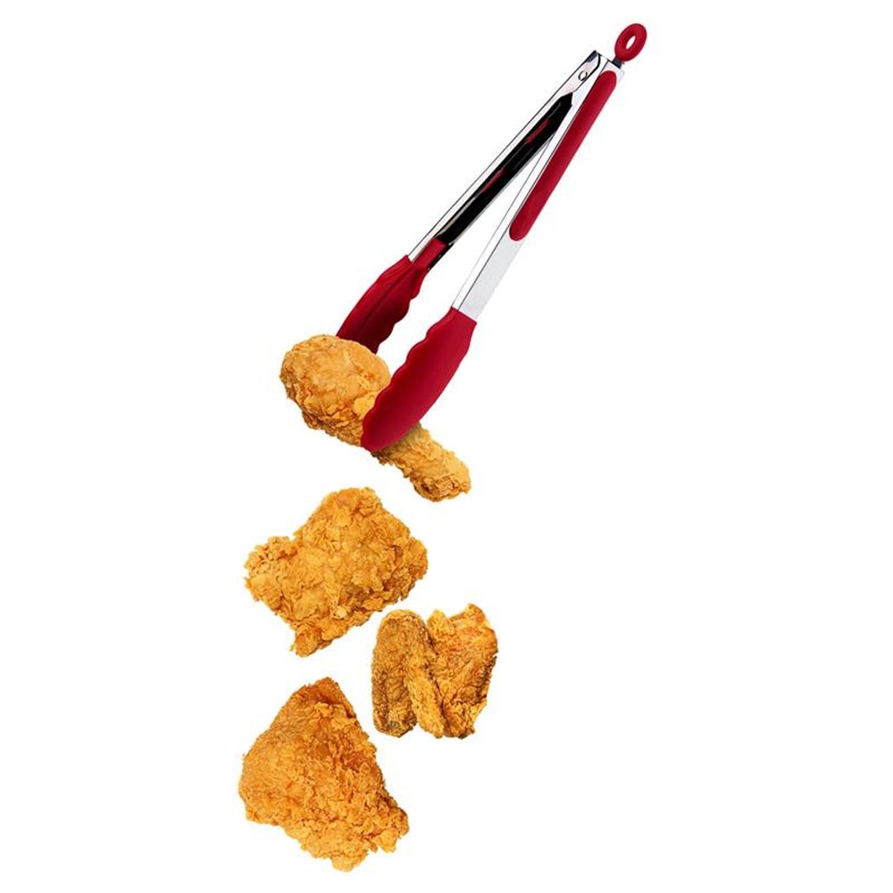 Pegador Multiuso de Alimentos em Inox e Silicone 30cm Vermelho UP Home - UD191