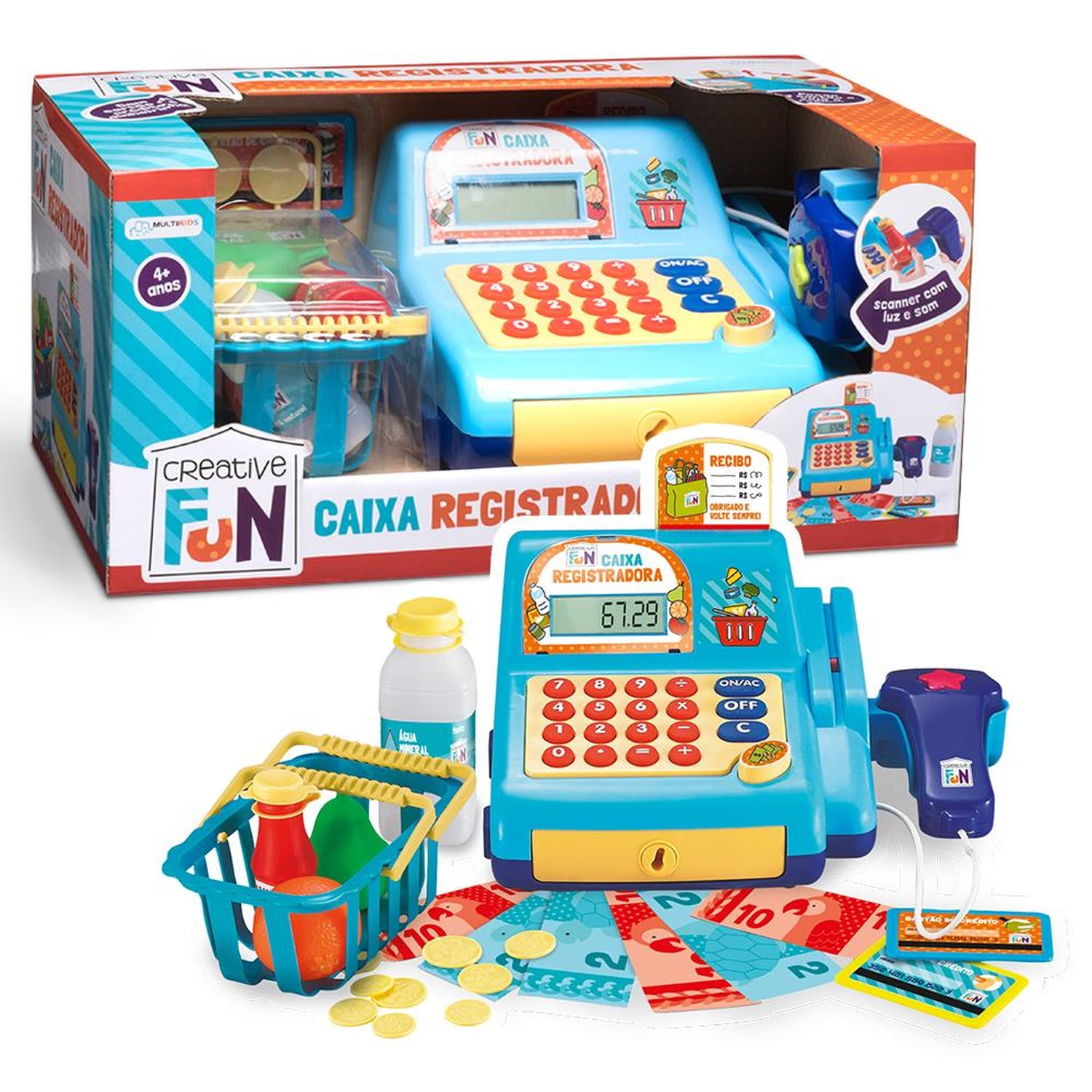 Caixa Registradora Creative Fun Com Acessórios +4 Anos Azul Multikids - Br386