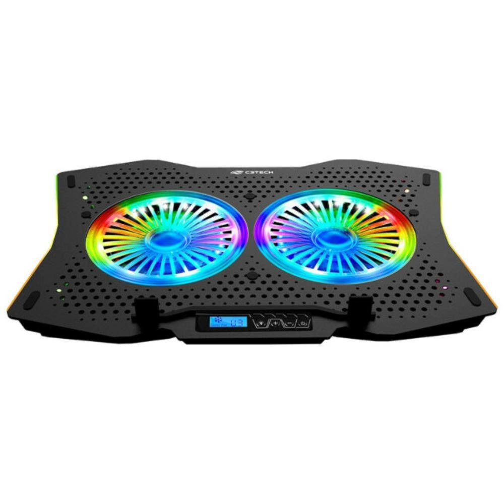 Suporte para Notebook Gamer C3Tech. com 2 fans RGB. até 17.3 polegadas. NBC-400BK