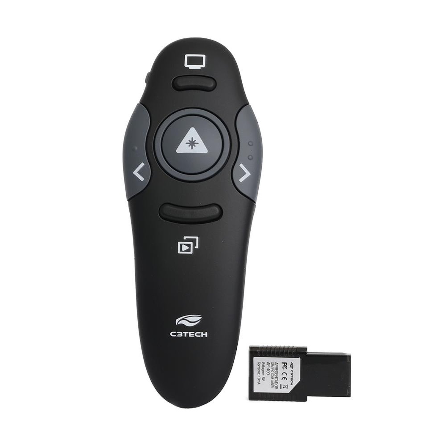 Apresentador Sem Fio C3tech Ap-400Bk, 2.4Ghz, Usb, 5 Botões