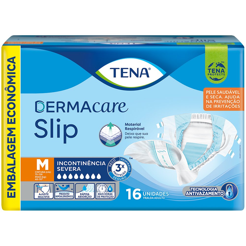 Fralda Geriatrica Tena Slip Dermacare M Com 16 Unidades