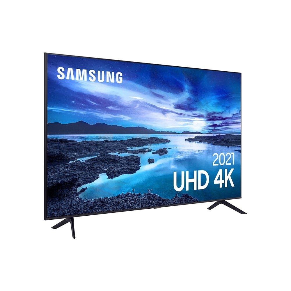 Smart TV LED 65" Samsung UN65AU7700GXZD 4K UHD HDR Crystal com Wi-Fi, 1 USB, 3 HDMI, Alexa Built In, Tela sem Limites, 60hz