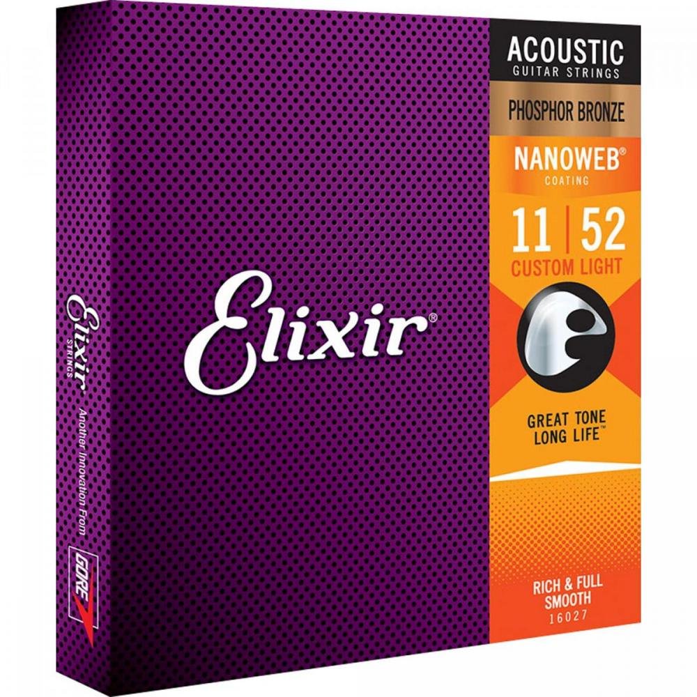 Encordoamento para Violão .011 Custom Light Phosphor Nanoweb Elixir
