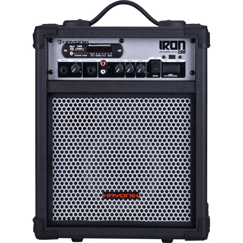 Caixa Multiuso 30W Bluetooth/USB/SD/FM IRON 200 Preta HAYONIK