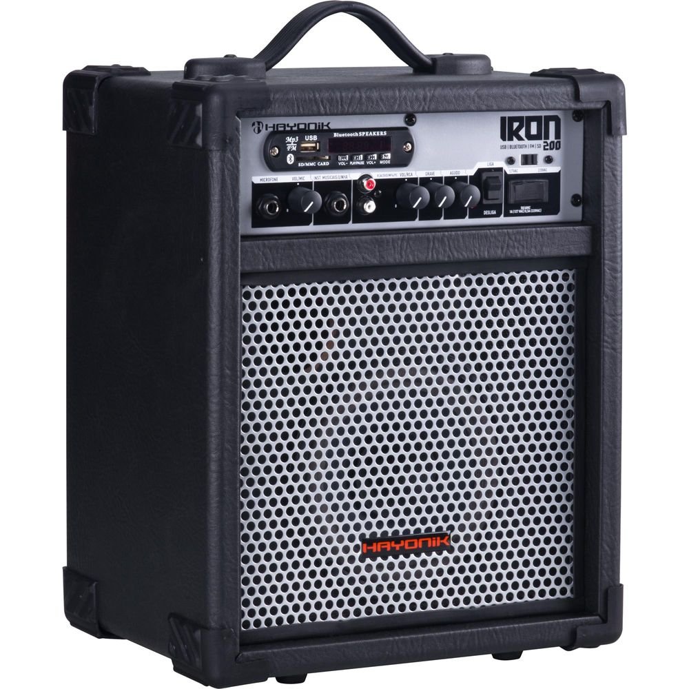 Caixa Multiuso 30W Bluetooth/USB/SD/FM IRON 200 Preta HAYONIK