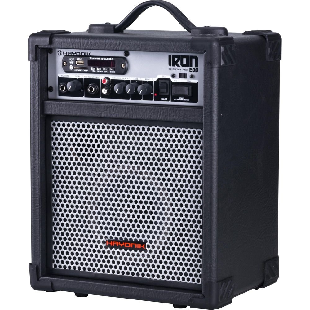 Caixa Multiuso 30W Bluetooth/USB/SD/FM IRON 200 Preta HAYONIK