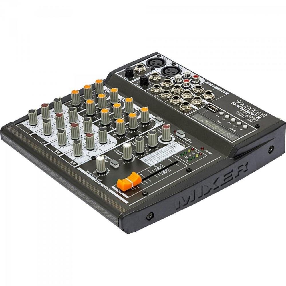 Mesa de Som 6 Canais Usb Sx602fx Preta Soundcraft