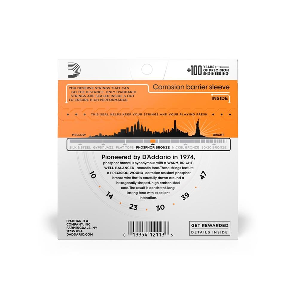 Cordas Para Violão Aço D Addario Phosphor Bronze Ej15 .010-.047