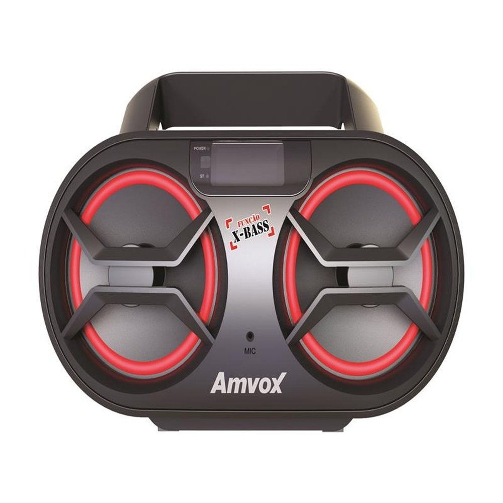 Rádio portátil Amvox Boombox Bivolt Manual CD MP3 Rádio FM/AM USB Auxiliar Card 15W AMC 595